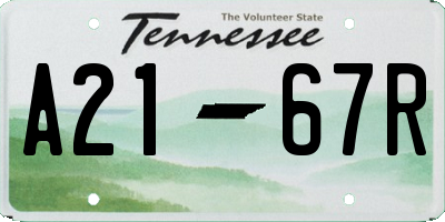 TN license plate A2167R