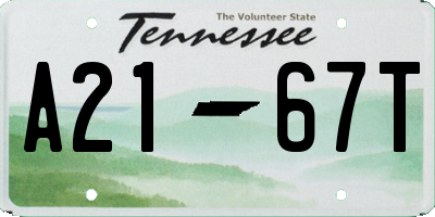 TN license plate A2167T