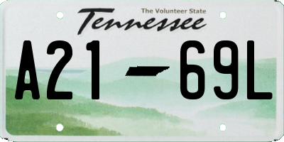 TN license plate A2169L