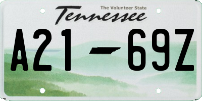 TN license plate A2169Z