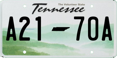TN license plate A2170A