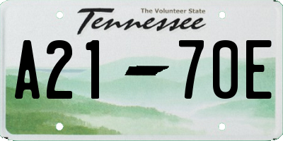 TN license plate A2170E