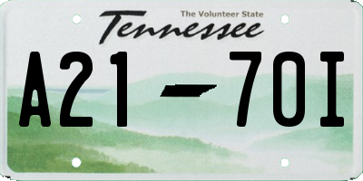TN license plate A2170I