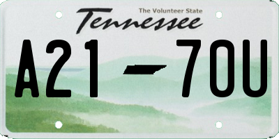 TN license plate A2170U