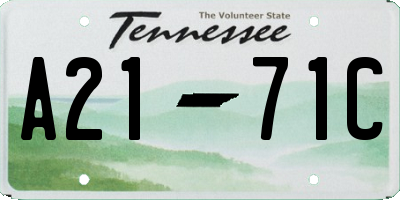 TN license plate A2171C