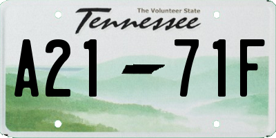 TN license plate A2171F