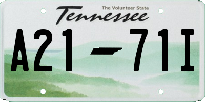TN license plate A2171I