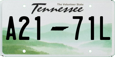 TN license plate A2171L