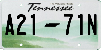 TN license plate A2171N