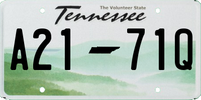 TN license plate A2171Q