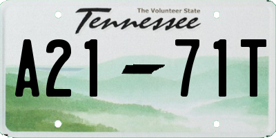 TN license plate A2171T