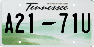 TN license plate A2171U