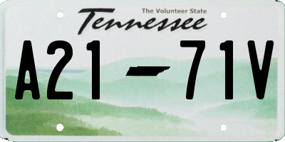 TN license plate A2171V