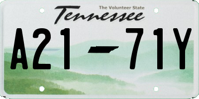 TN license plate A2171Y