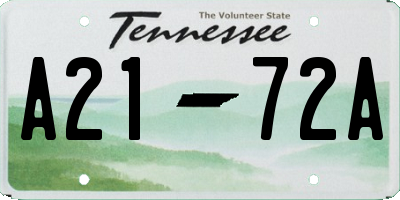 TN license plate A2172A