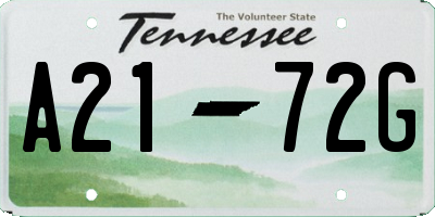 TN license plate A2172G
