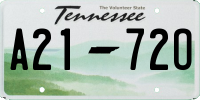 TN license plate A2172O