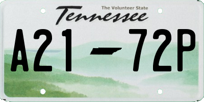TN license plate A2172P
