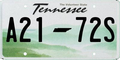 TN license plate A2172S
