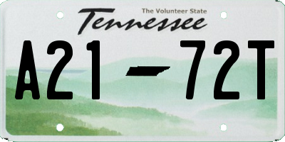 TN license plate A2172T