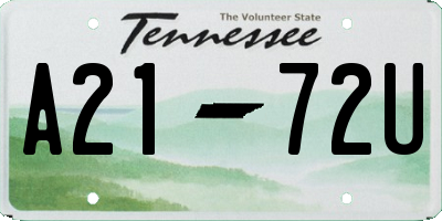 TN license plate A2172U