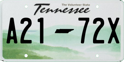 TN license plate A2172X