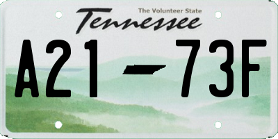 TN license plate A2173F