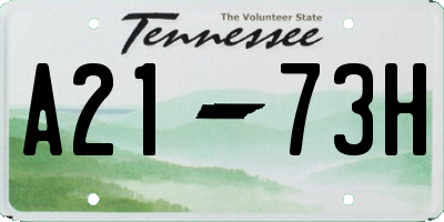 TN license plate A2173H