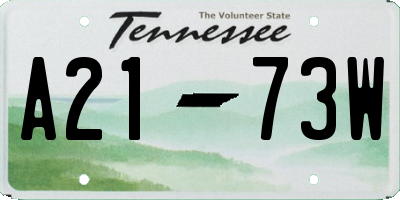 TN license plate A2173W