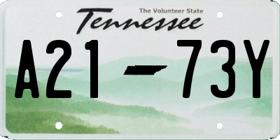 TN license plate A2173Y