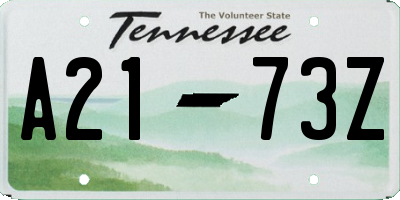 TN license plate A2173Z
