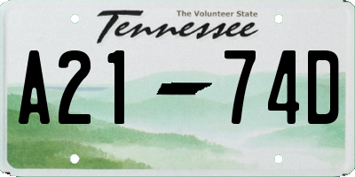 TN license plate A2174D