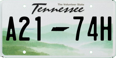 TN license plate A2174H