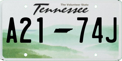 TN license plate A2174J