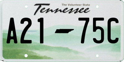 TN license plate A2175C