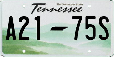 TN license plate A2175S