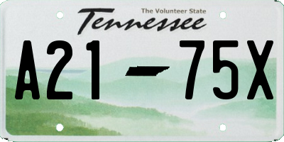 TN license plate A2175X