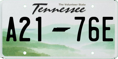 TN license plate A2176E