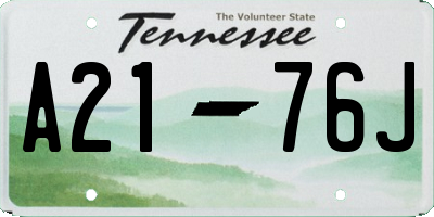 TN license plate A2176J