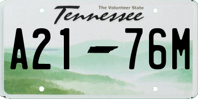 TN license plate A2176M