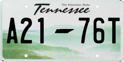 TN license plate A2176T