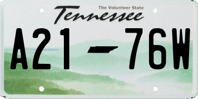 TN license plate A2176W