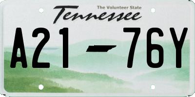 TN license plate A2176Y