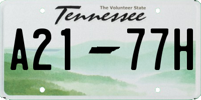 TN license plate A2177H