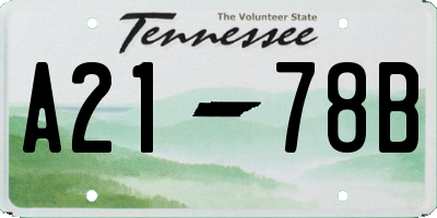TN license plate A2178B