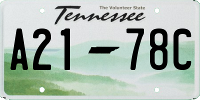 TN license plate A2178C