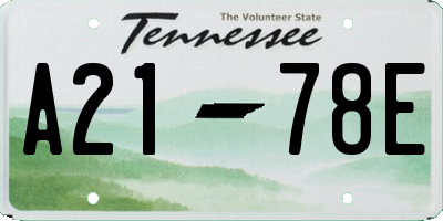 TN license plate A2178E