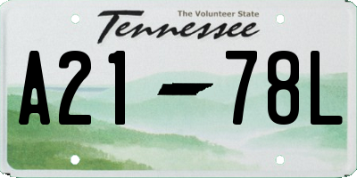 TN license plate A2178L