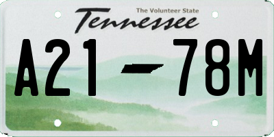 TN license plate A2178M