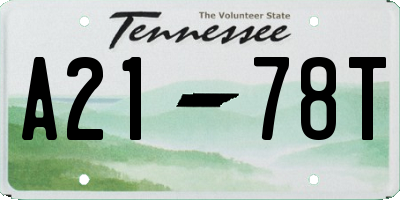 TN license plate A2178T